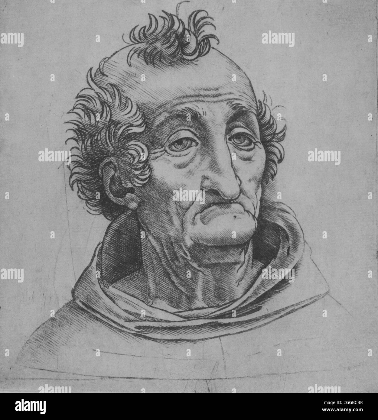 Head of an old man, ca. 1490-1525. Formerly attributed to Andrea Mantegna. Stock Photo