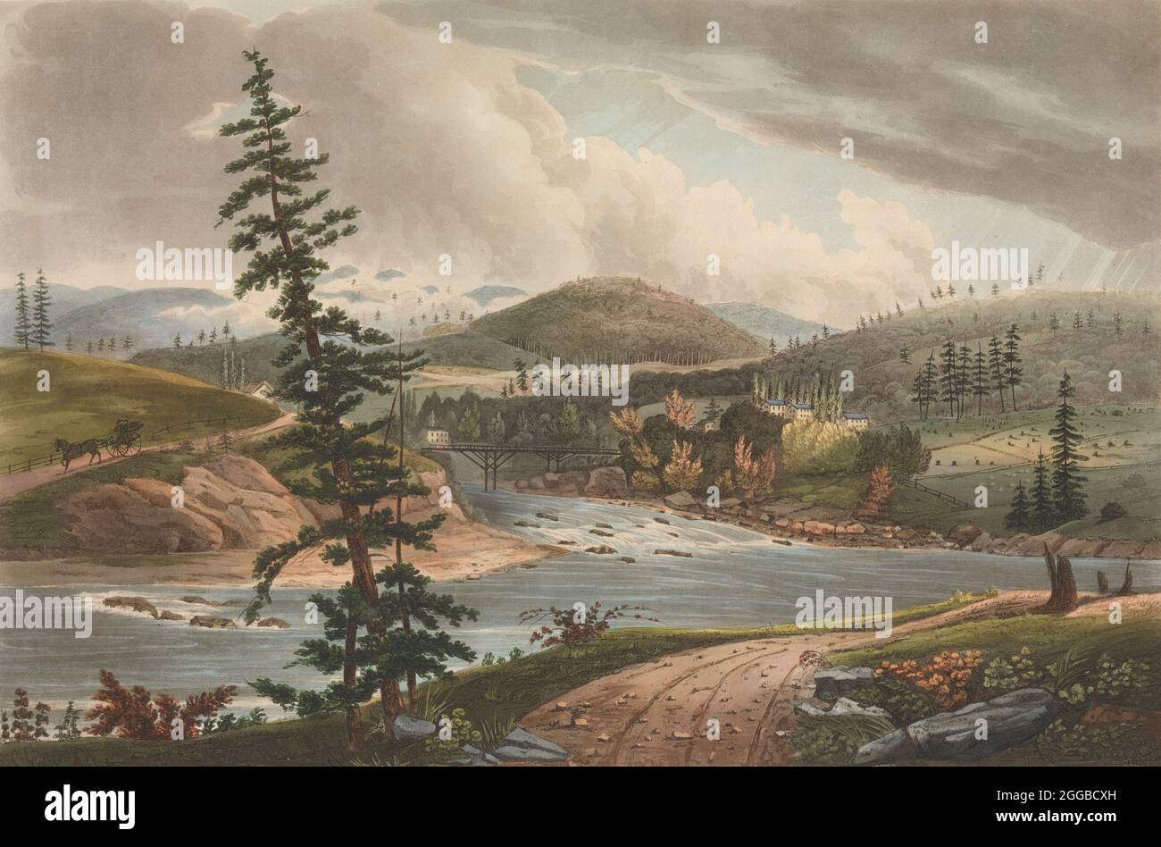 Junction of the Sacandaga and Hudson Rivers (No. 2 of The Hudson River Portfolio), 1821-22. Stock Photo