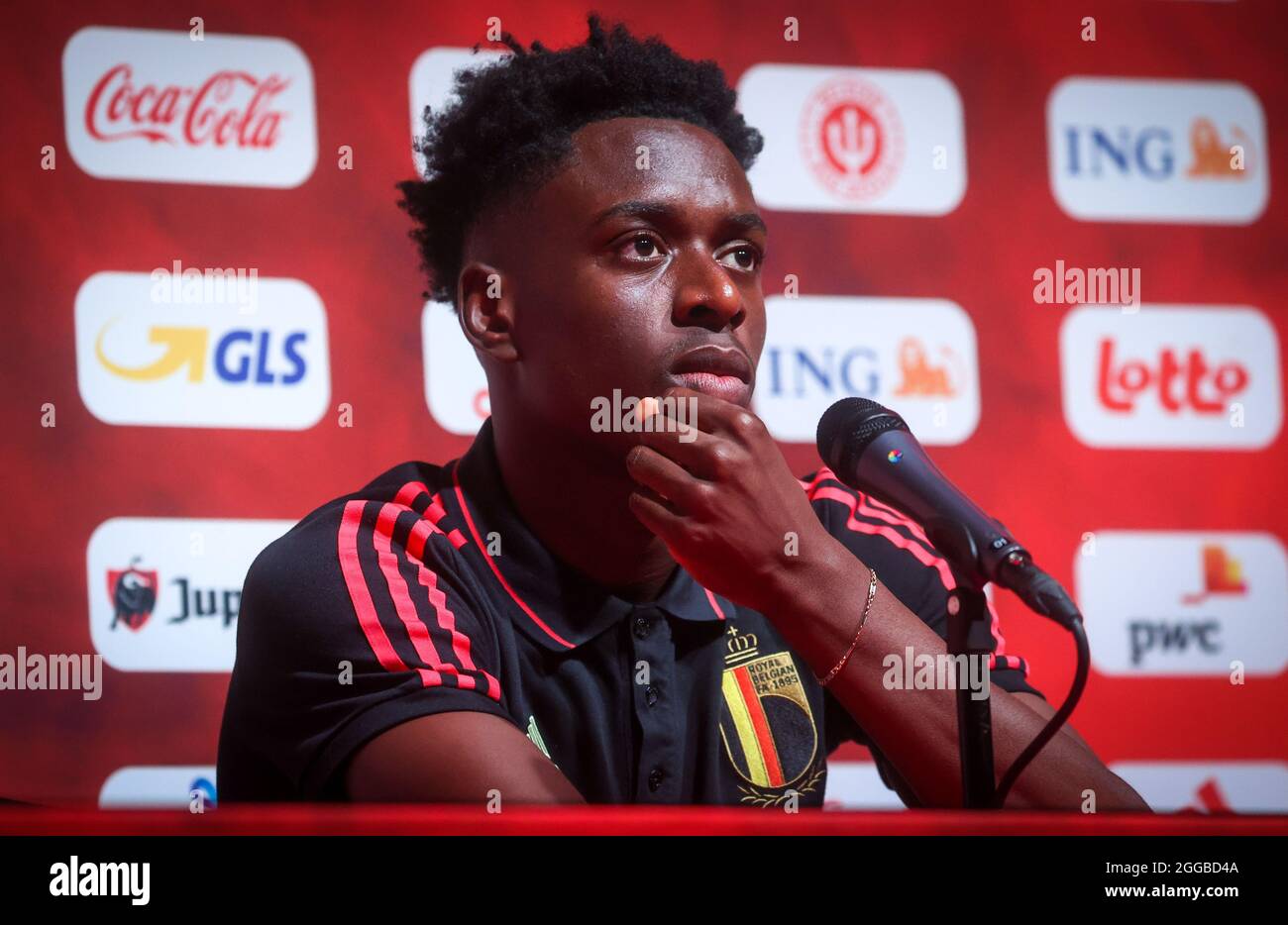 Belgium's Albert Sambi Lokonga pictured during a press moment of Belgian national soccer team Red Devils to prepare three qualification games for the Stock Photo