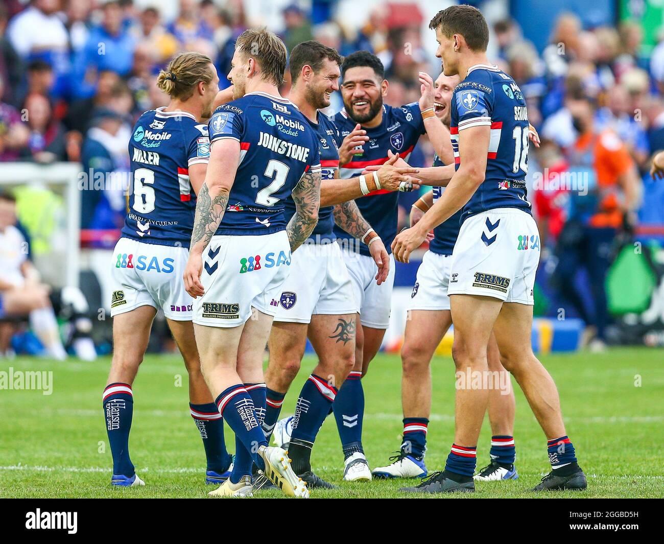 Wakefield Trinity celebrate the win Stock Photo Alamy