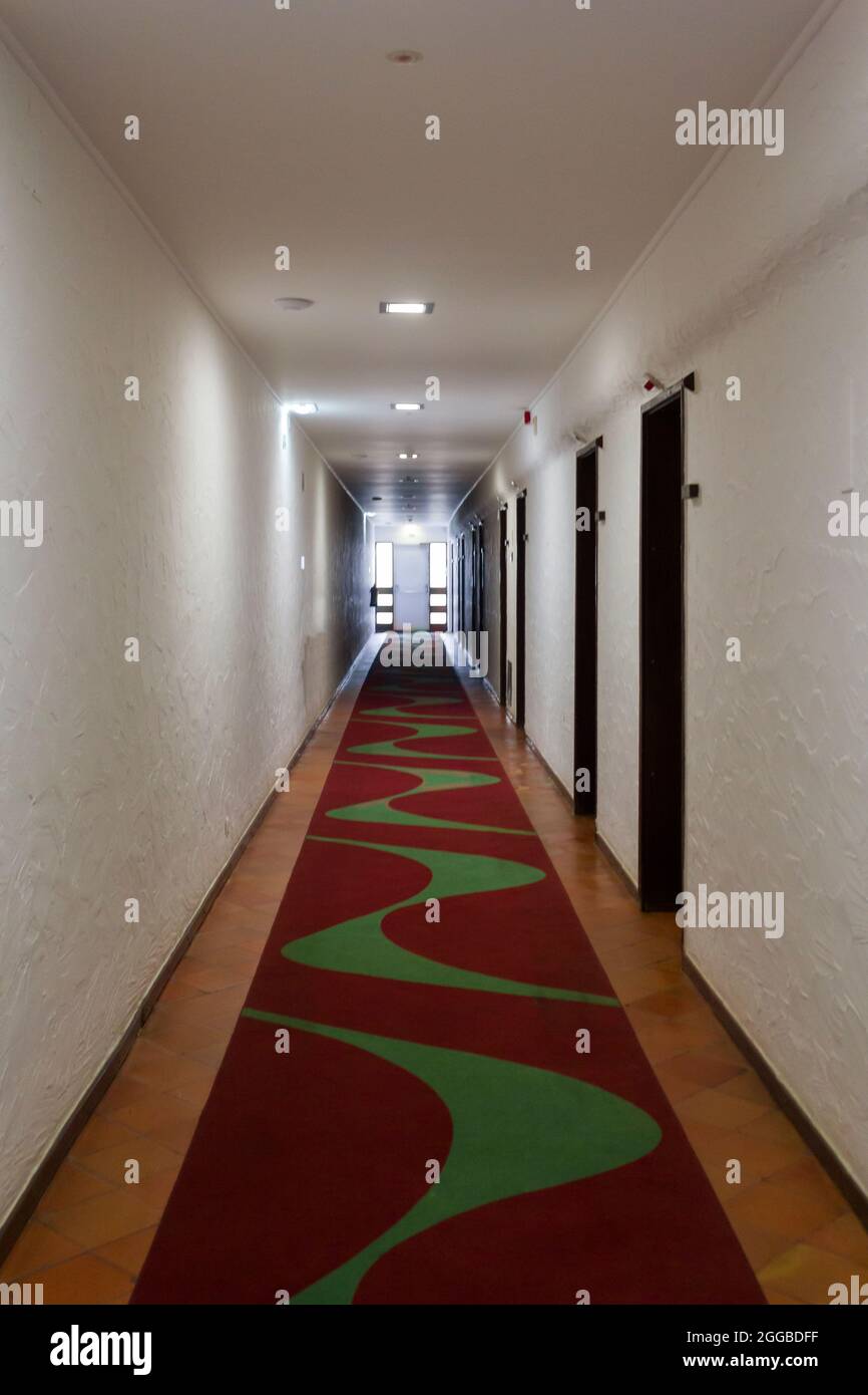 Hotel corridor with carpet Stock Photo Alamy