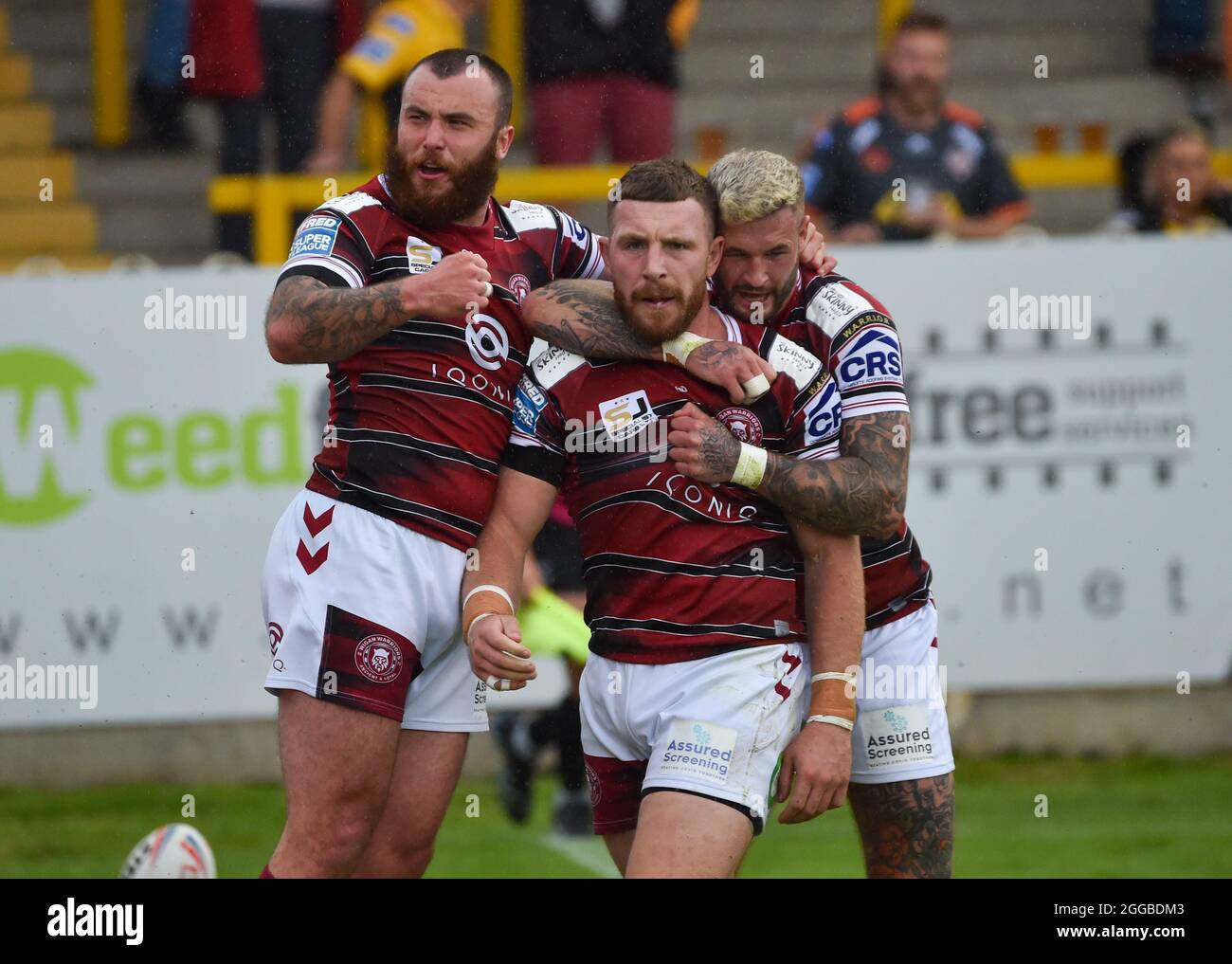 Castleford, West Yorkshire, UK. 30th Aug, 2021. Jackson Hastings of Wigan Warriors celebrates his try during the Betfred Super League game between Castleford Tigers V Wigan Warriors at the Mend A Hose Jungle, Castleford, West Yorkshire, UK on the 22nd August 2021 Credit: Craig Cresswell/Alamy Live News Stock Photo