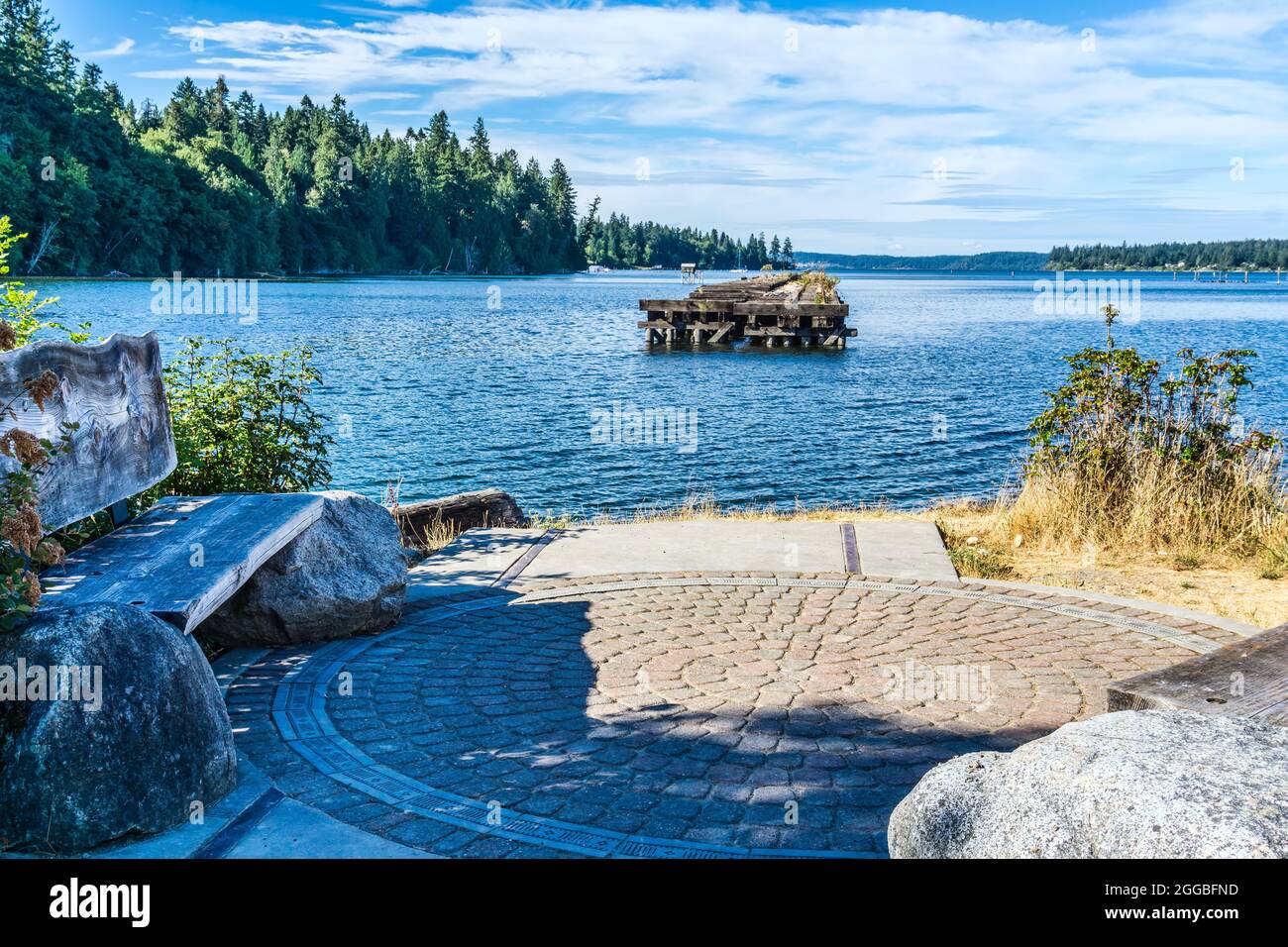 A view of a derelict pier in the Woodard Bay Conservation area in