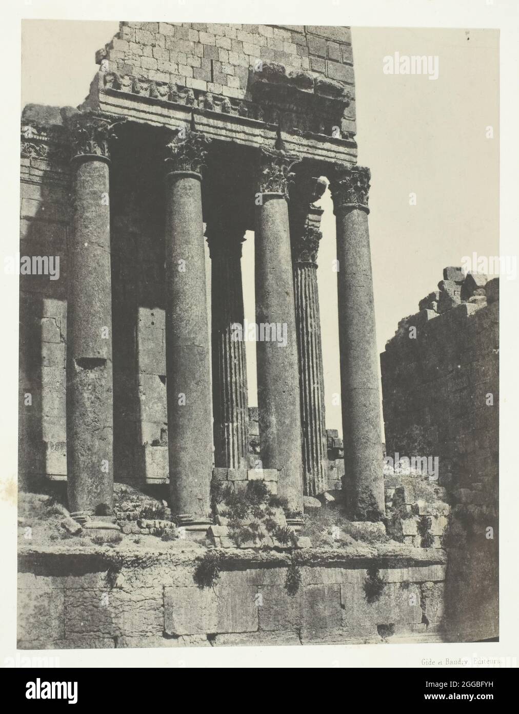 Baalbeck (H&#xe9;liopolis), Temple De Jupiter, Vue Prise &#xe0; L'Angle Sud-est; Syrie, 1849/51, printed 1852. A work made of salted paper print, plate 121 from the album &quot;egypte, nubie, palestine et syrie&quot; (1852). Stock Photo