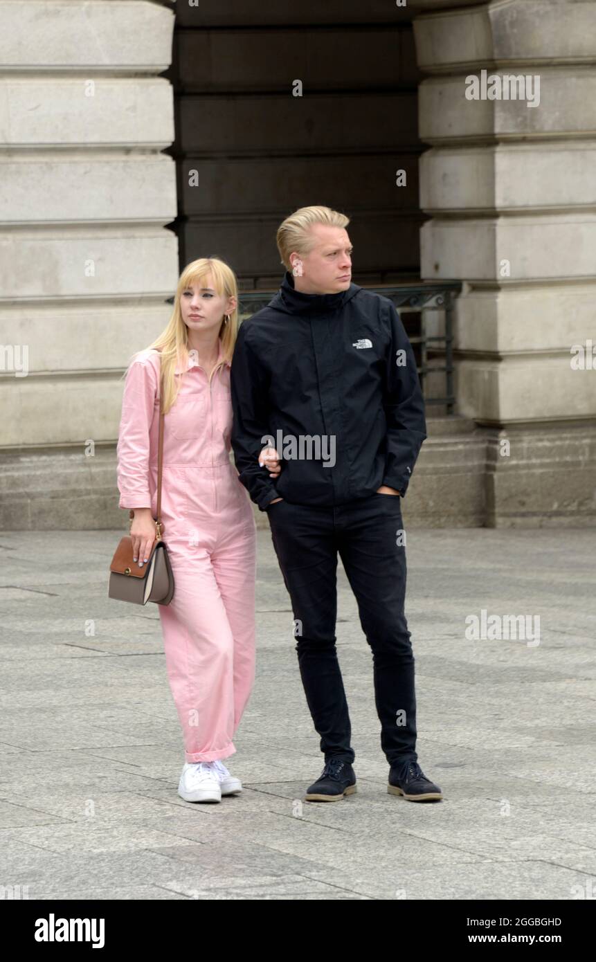 Attractive couple, sightseeing in Nottingham Stock Photo