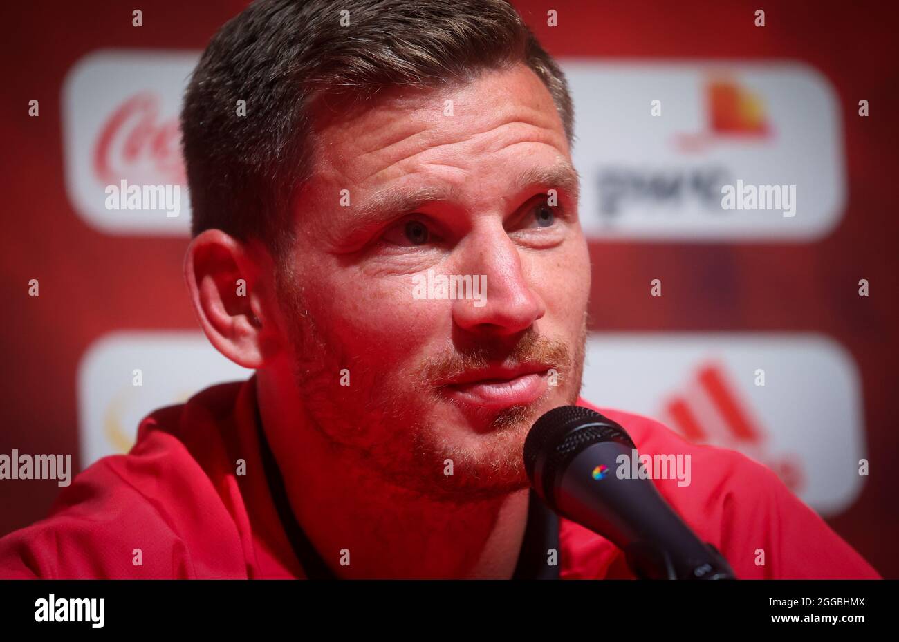 Belgium's Jan Vertonghen pictured during a press moment of Belgian national soccer team Red Devils to prepare three qualification games for the 2022 W Stock Photo