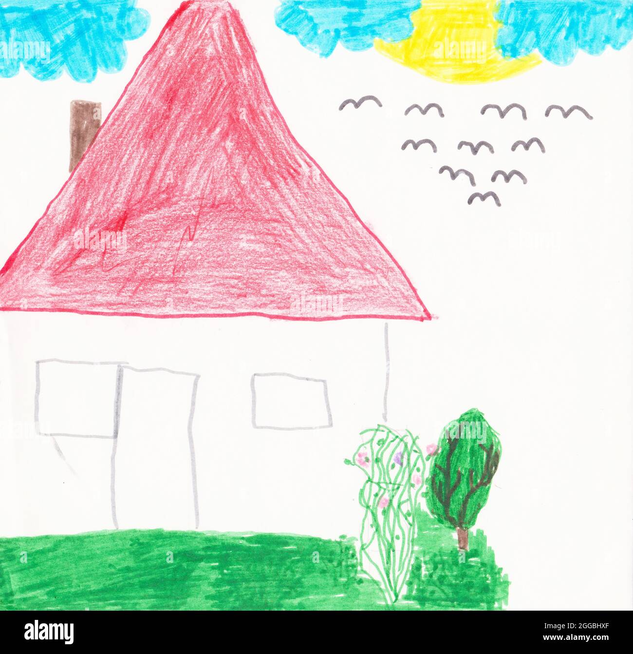 House Children's Drawing Illustration Stock Photo - Alamy