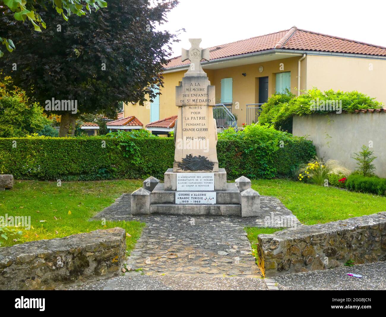 Monument to people of Saint Medard who died for their country in the first world war, in Saint Medard en Forez in Loire department of central France Stock Photo