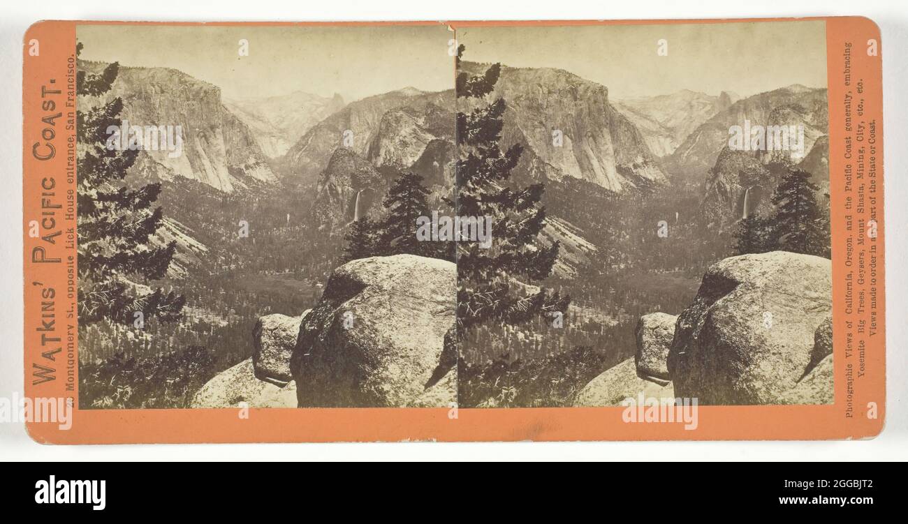 The Yosemite Valley, form the Mariposa Trail, 1861/76. Albumen print, stereo, from the series &quot;Watkins' Pacific Coast&quot;. Stock Photo