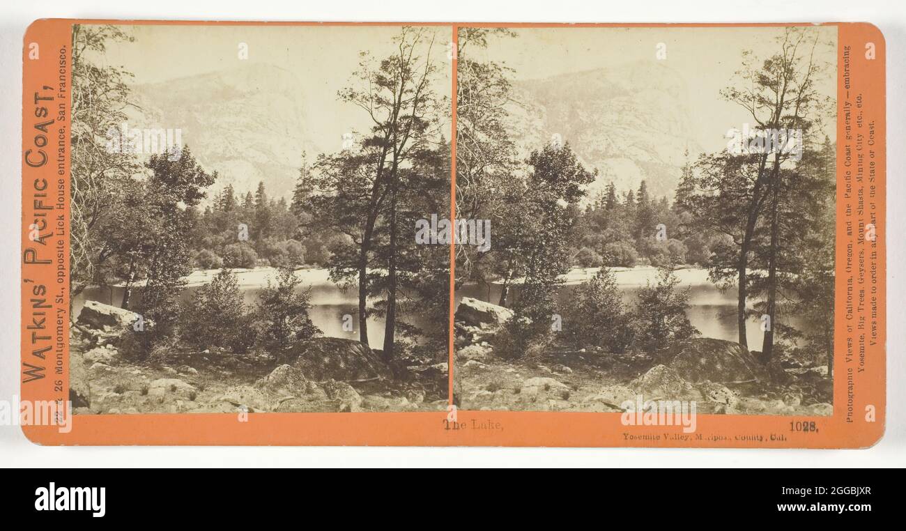 The Lake, Yosemite Valley, Mariposa County, Cal., 1861/76. Albumen print, stereo, no. 1028 from the series &quot;Watkins' Pacific Coast&quot;. Stock Photo