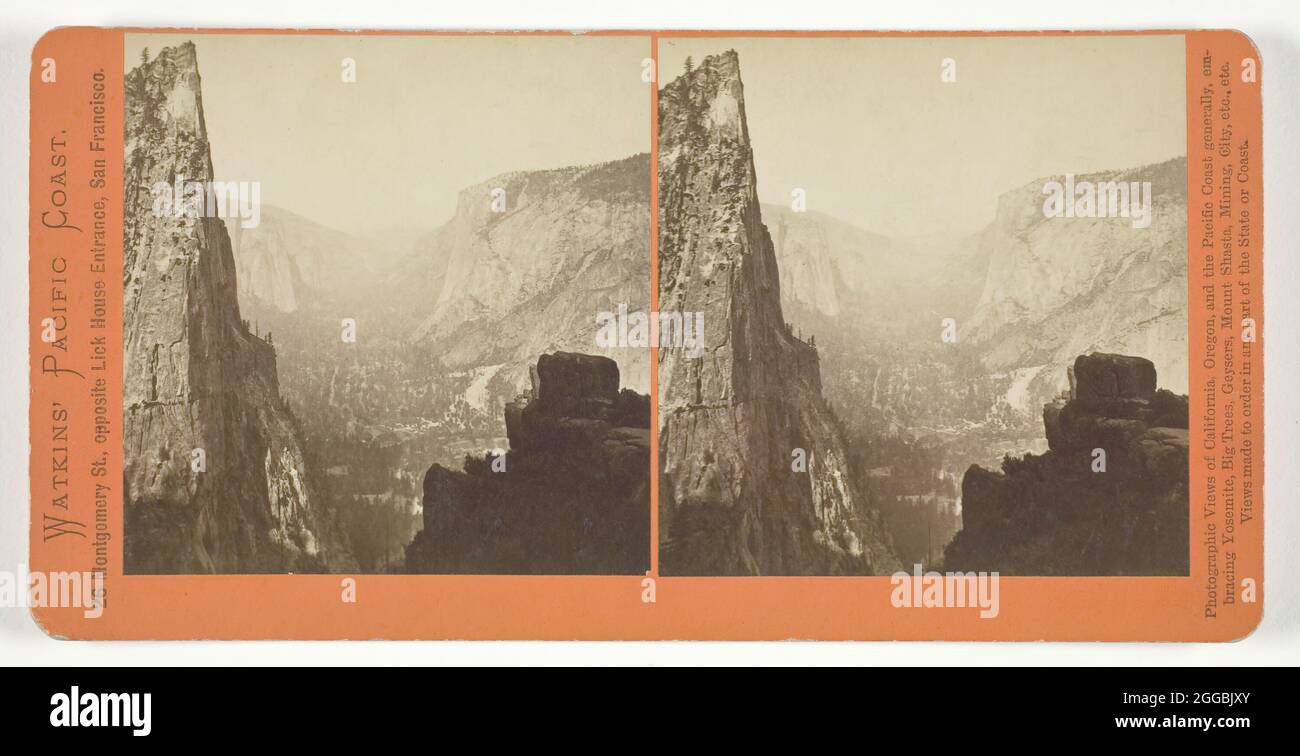 Looking Down the Valley from Union Point, Yosemite, 1861/76. Albumen print, stereo, from the series &quot;Watkins' Pacific Coast&quot;. Stock Photo
