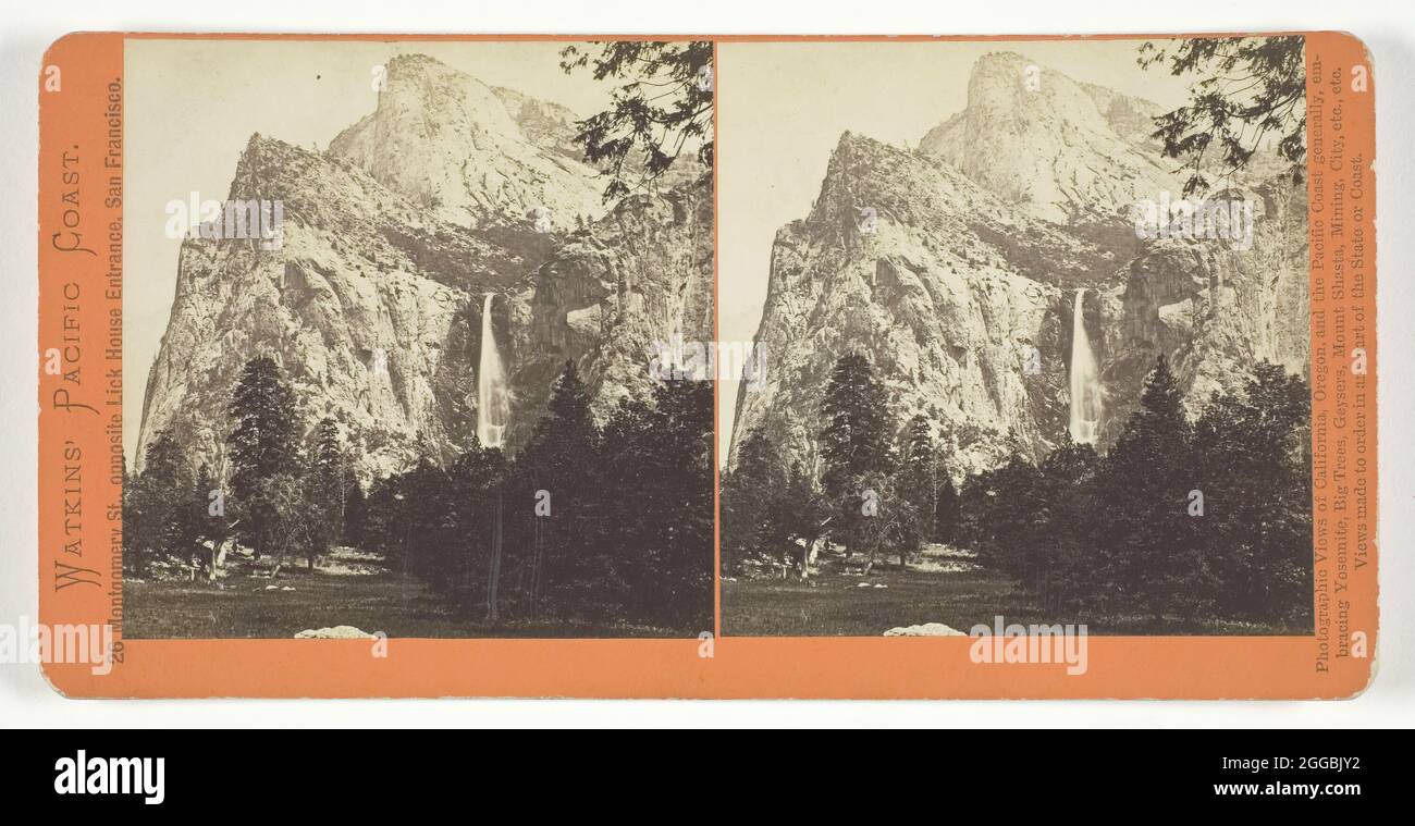 The Bridal Veil, 900 ft., Yosemite, 1861/76. Albumen print, stereo, from the series &quot;Watkins' Pacific Coast&quot;. Stock Photo