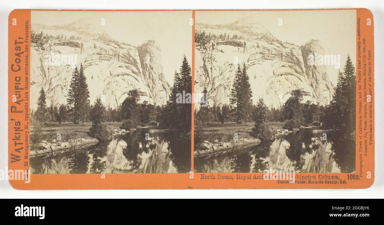 North Dome, Royal Arches and Washington Column, Yosemite Valley, Mariposa County, Cal., 1861/76. Albumen print, stereo, no. 1029 from the series &quot;Watkins' Pacific Coast&quot;. Stock Photo