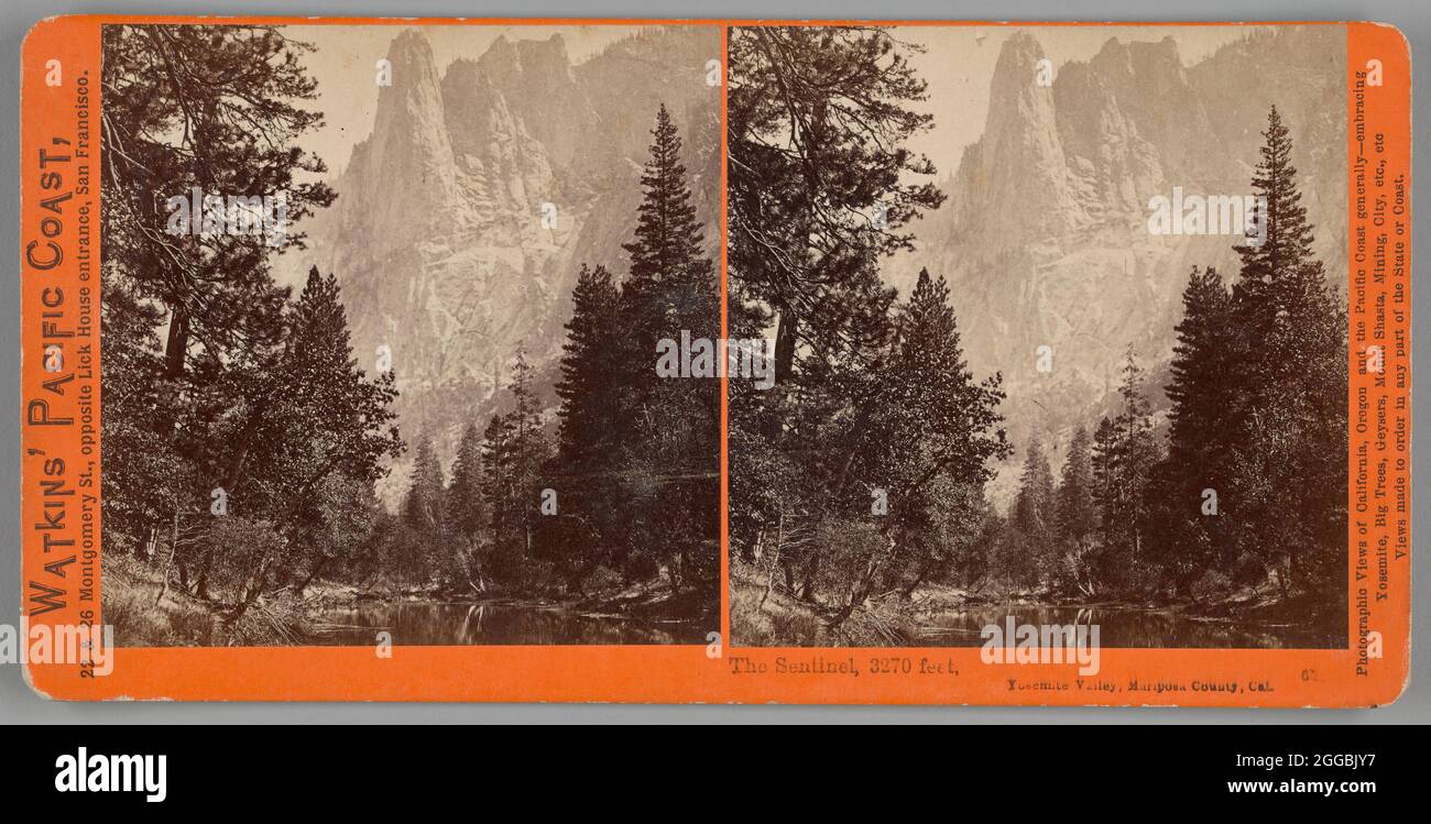 The Sentinel, 3270 feet, Yosemite Valley, Mariposa County, Cal., 1861/76. Albumen print, stereo, no. 65 from the series &quot;Watkins' Pacific Coast&quot;. Stock Photo