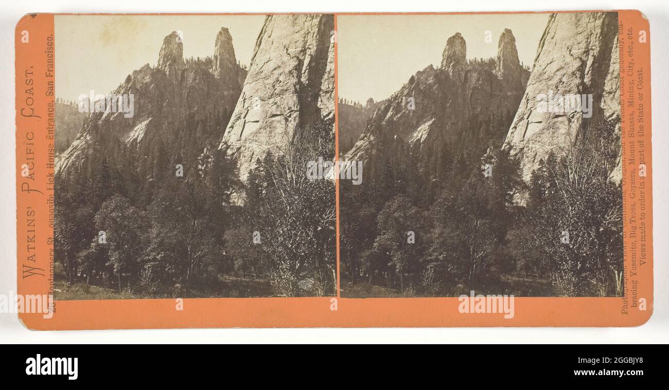 Cathedral Spires, Yosemite, 1861/76. Albumen print, stereo, from the series &quot;Watkins' Pacific Coast&quot;. Stock Photo
