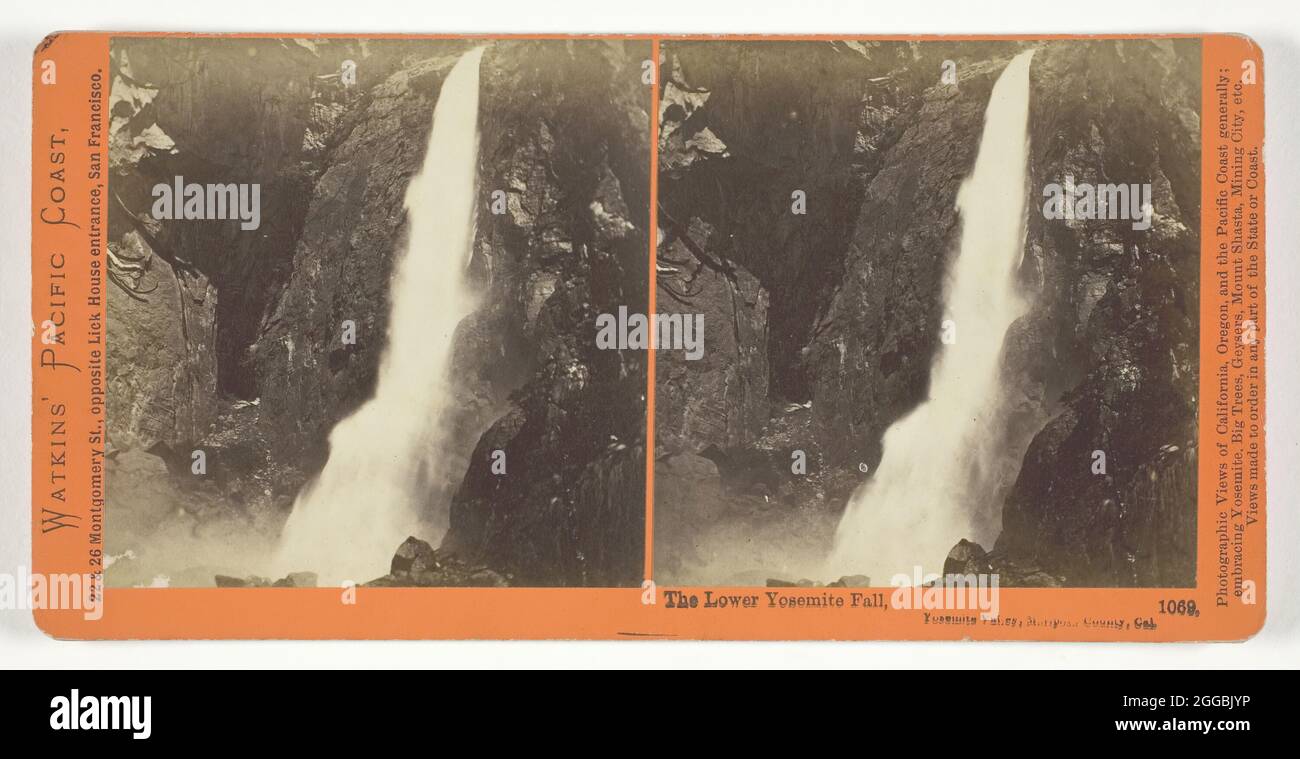 The Lower Yosemite Fall, Yosemite Valley, Mariposa County, Cal., 1861/76. Albumen print, stereo, no. 1069 from the series &quot;Watkins' Pacific Coast&quot;. Stock Photo