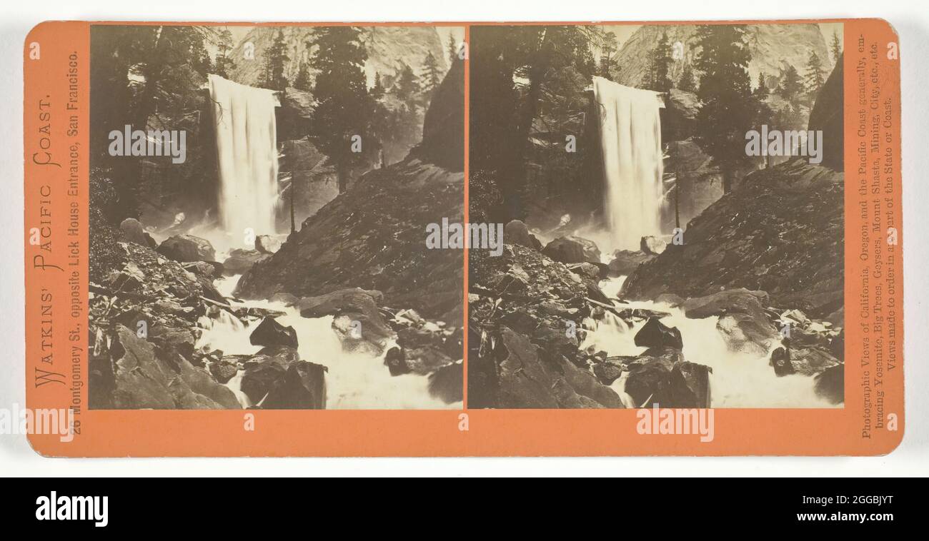 The Vernal Fall, 300 ft., Yosemite, 1861/76. Albumen print, stereo, from the series &quot;Watkins' Pacific Coast&quot;. Stock Photo