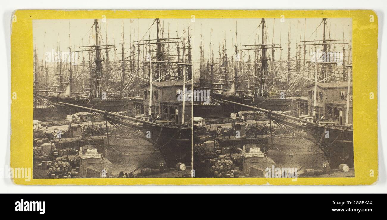 Wall Street Ferry, New York, 1860/69. Albumen print, stereocard, no. 4579 from the series &quot;Anthony's Stereoscopic Views&quot;. Stock Photo