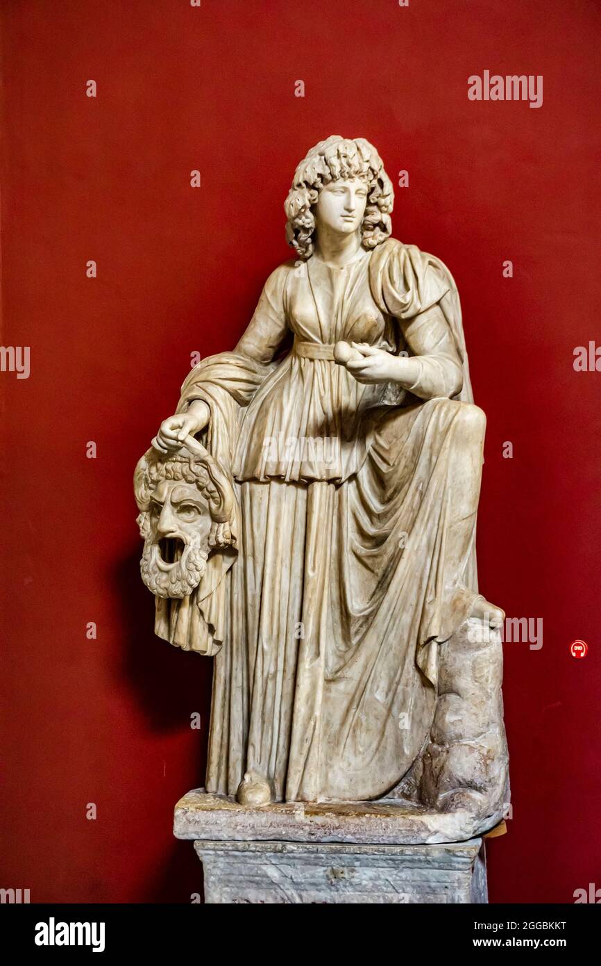 Melpomene, muse of tragedy at Muses hall of Museo Pio-Clementino in Vatican Museum Stock Photo