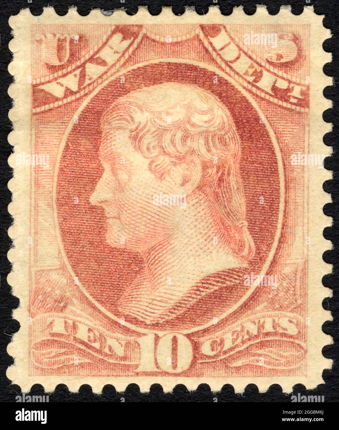 10c Thomas Jefferson War Department single, 1879. Stock Photo