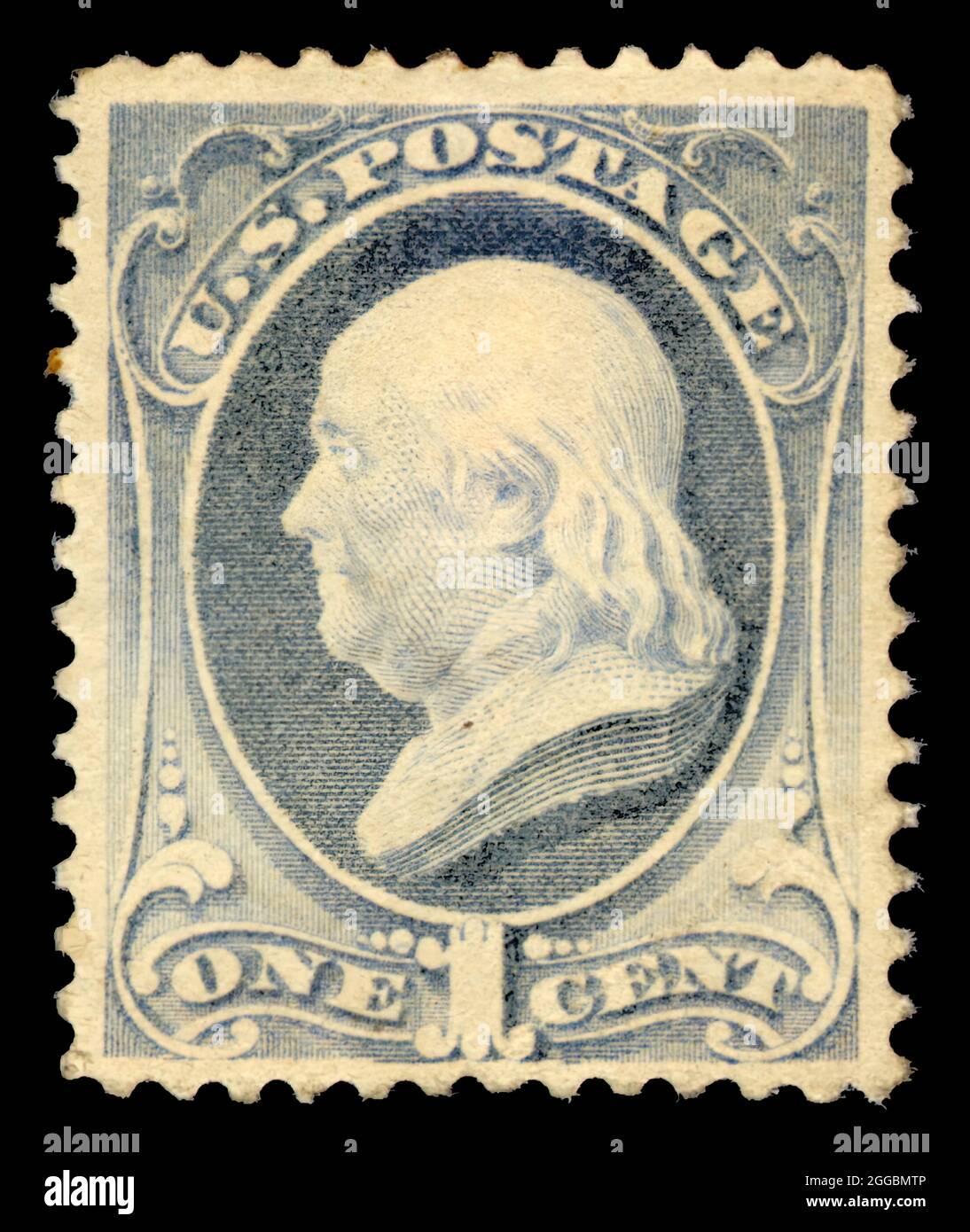 1c Franklin single, 1881. Mint; perf 12. Stock Photo