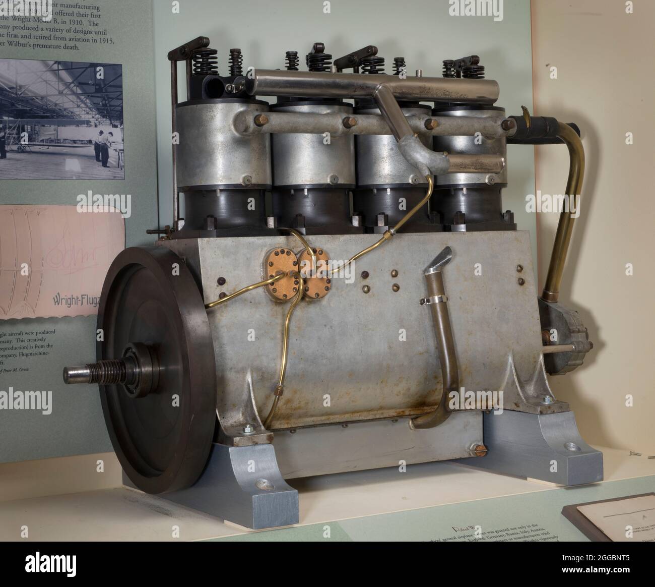 The Wright vertical fourcylinder engine was designed by Orville Wright