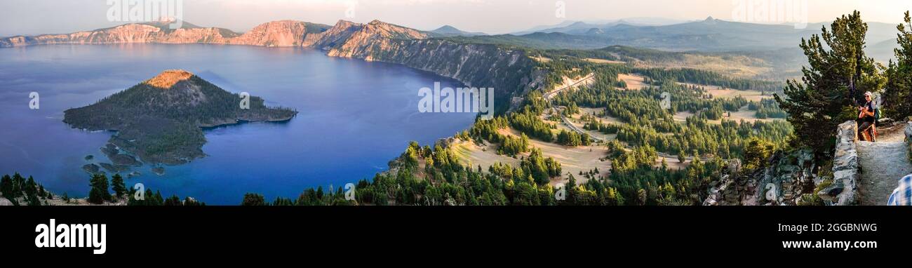 Overlook at Crater Lake National Park, Oregon, USA Stock Photo