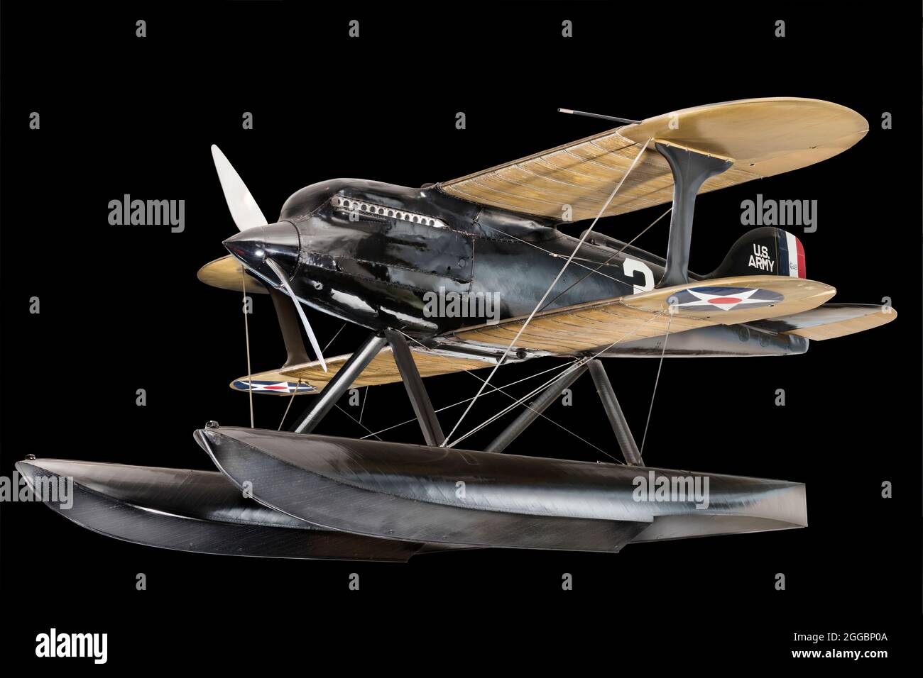 Curtiss V-1400 Engine:;Type: V-type, 12 cylinders, water-cooled;Mfg. No. 9;Power rating: 496 kw (665 hp);Bore and Stroke: 12.382 cm (4.875 in.) x 15.875 cm (6.25 in.);Displacement: 22.95 liters (1400 cu. in.);Curtiss-Reed Propeller:;Design: EX-32995;Two-Blades, Fixed-Pitch;Serial No.: M-455;Material: Duralumin;Diameter: 237 cm (92 in.);Pitch: 284 cm (112 in.);Wingspan: 6.71 m (22 ft.) upper;6.1 m (20 ft.) lower;Length: 6.01 m (19 ft. 8 1/2 in.);Height: 2.46 m (8 ft. 1 in.);Weight: Empty: 975 kg (2150 lb.);Gross: 1152 kg (2539 l&quot;. On Oct. 26, 1925, U.S. Army Lt. James H. Doolittle flew the Stock Photo