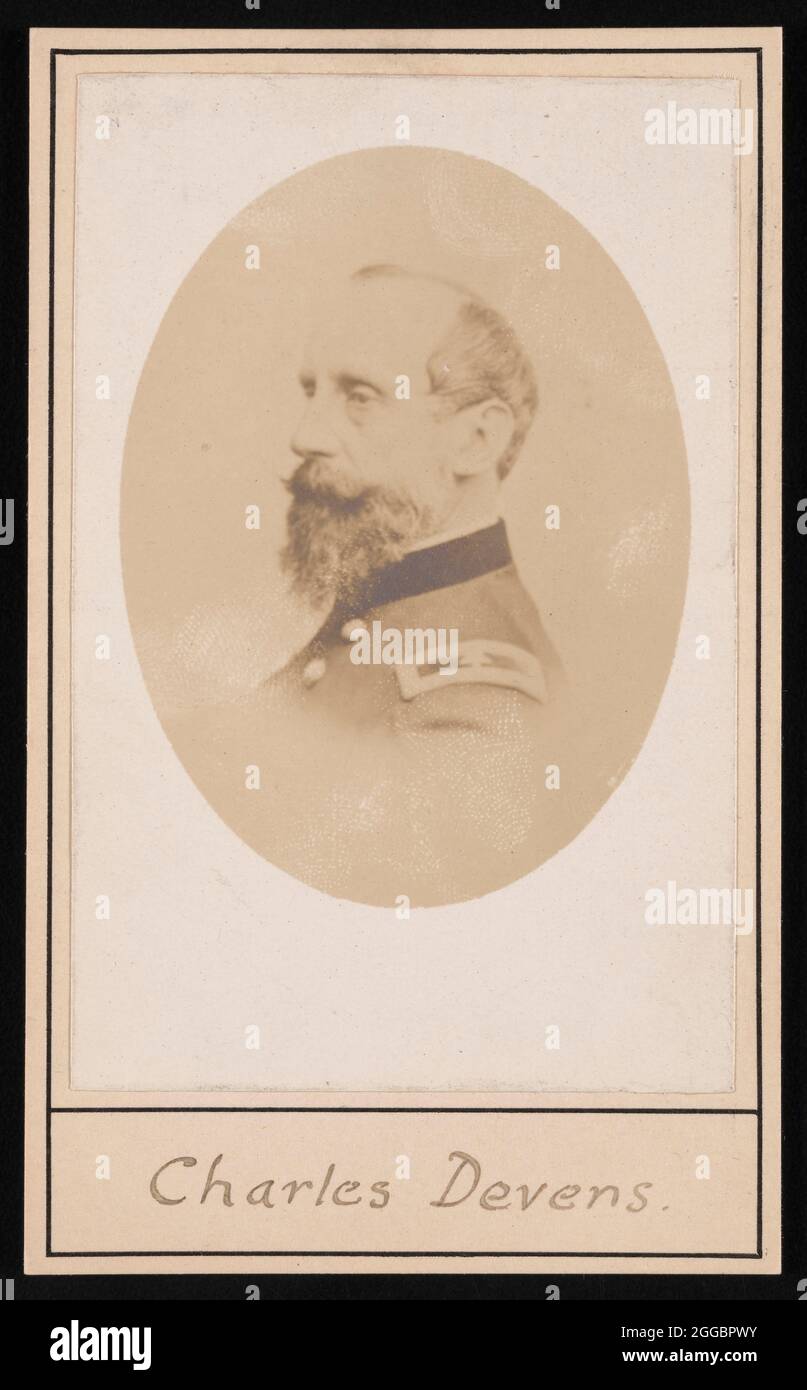 Portrait of Charles Devens (1820-1891), Circa 1860s. Major General Charles Devens of 3rd Massachusetts Rifles Battalion and 15th Massachusetts Infantry Regiment in uniform. Stock Photo