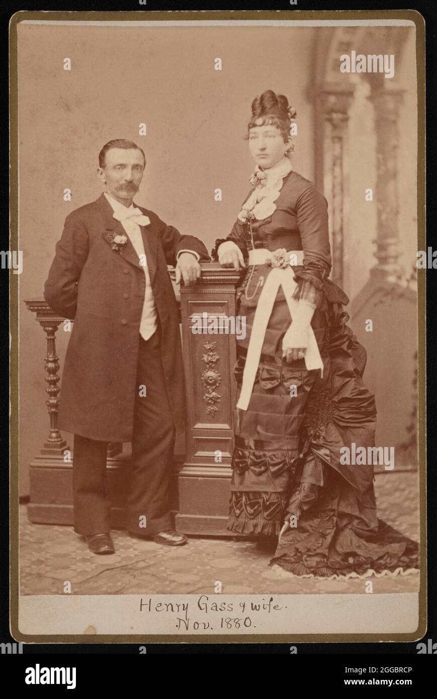 Portrait of Henry Gass (1835-1884) and Wife Emma Dibble, November 1880. Stock Photo