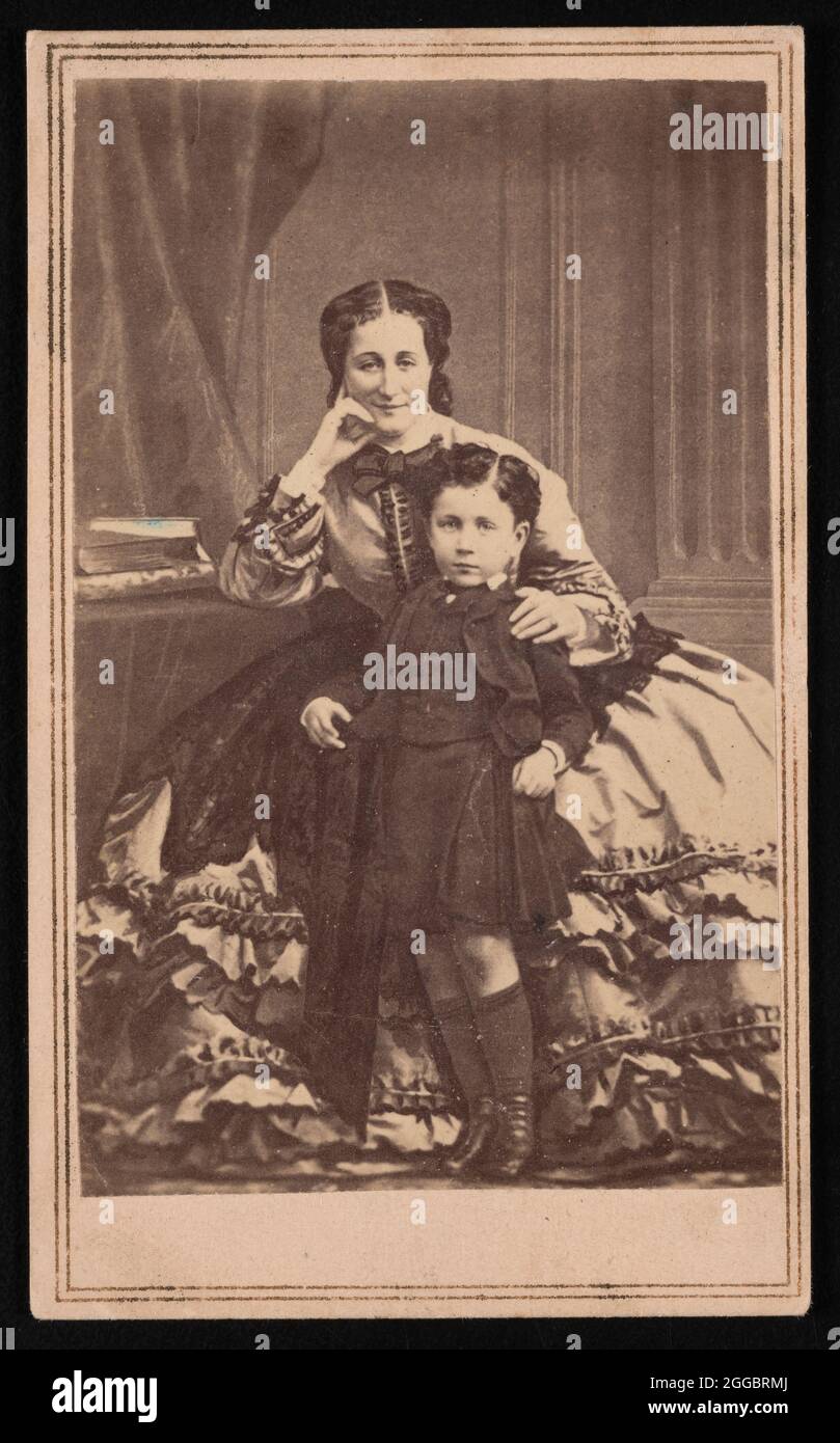 Portrait of Euge&#xb4;nie de Montijo (1826-1920) and Son, Circa 1860s. Stock Photo