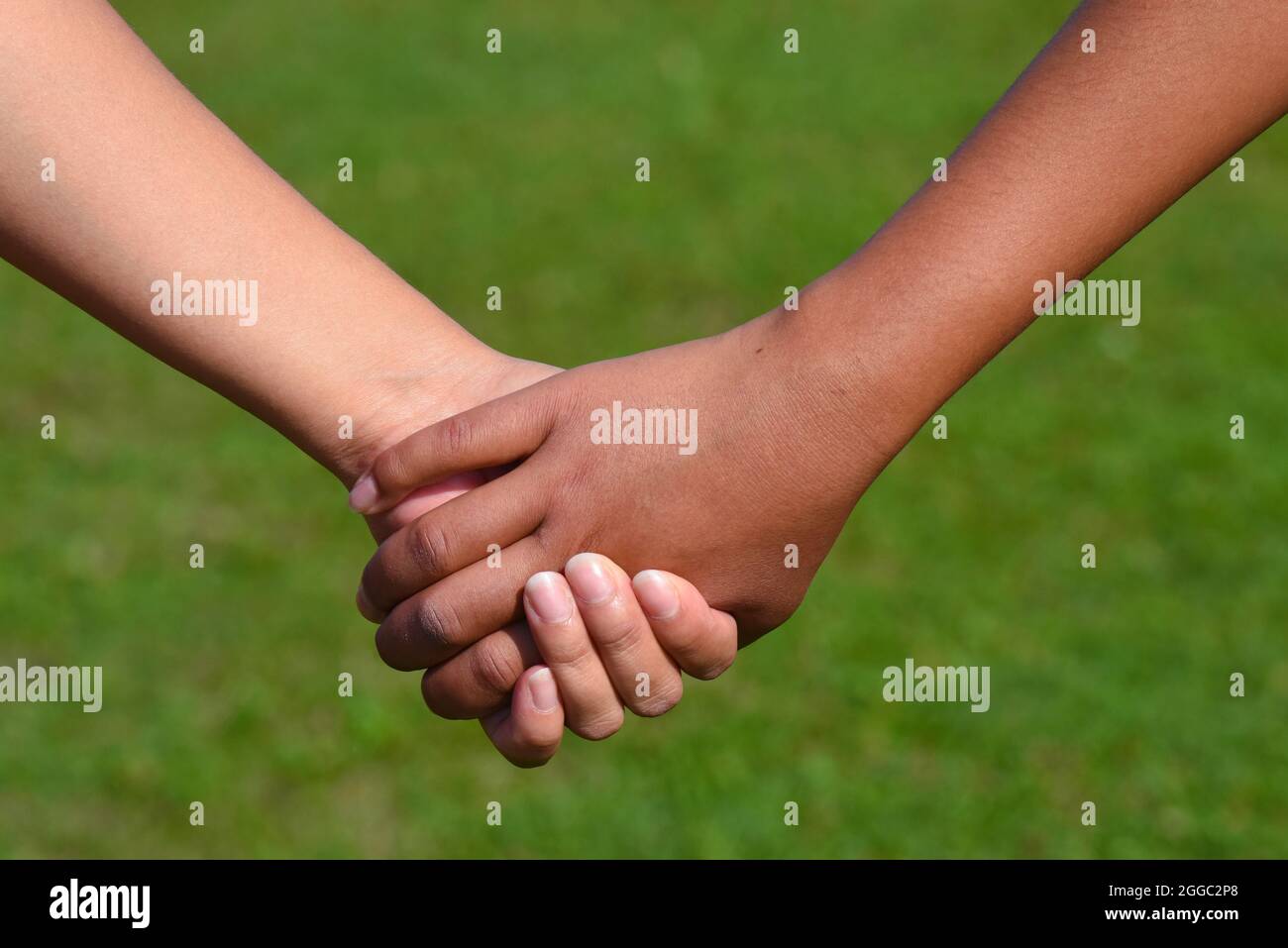 Hands holding each other Stock Photo