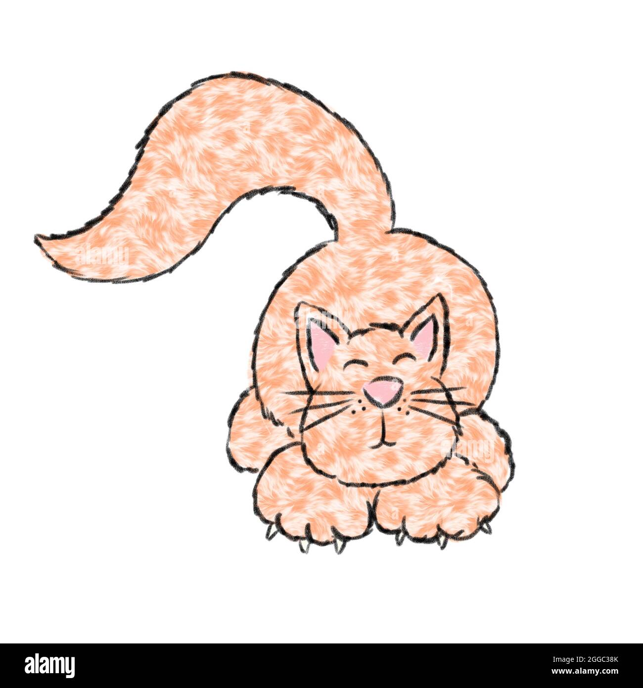 Cute Cartoon Fluffy Cat Illustration Stock Photo - Alamy