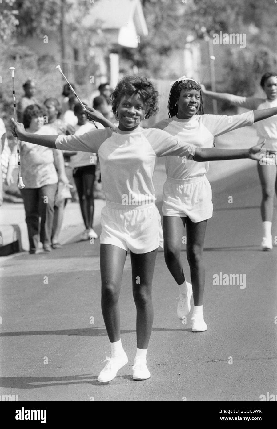 ©1989 Twirlers in Juneteenth Day, independence day for the Black community in Texas. Stock Photo