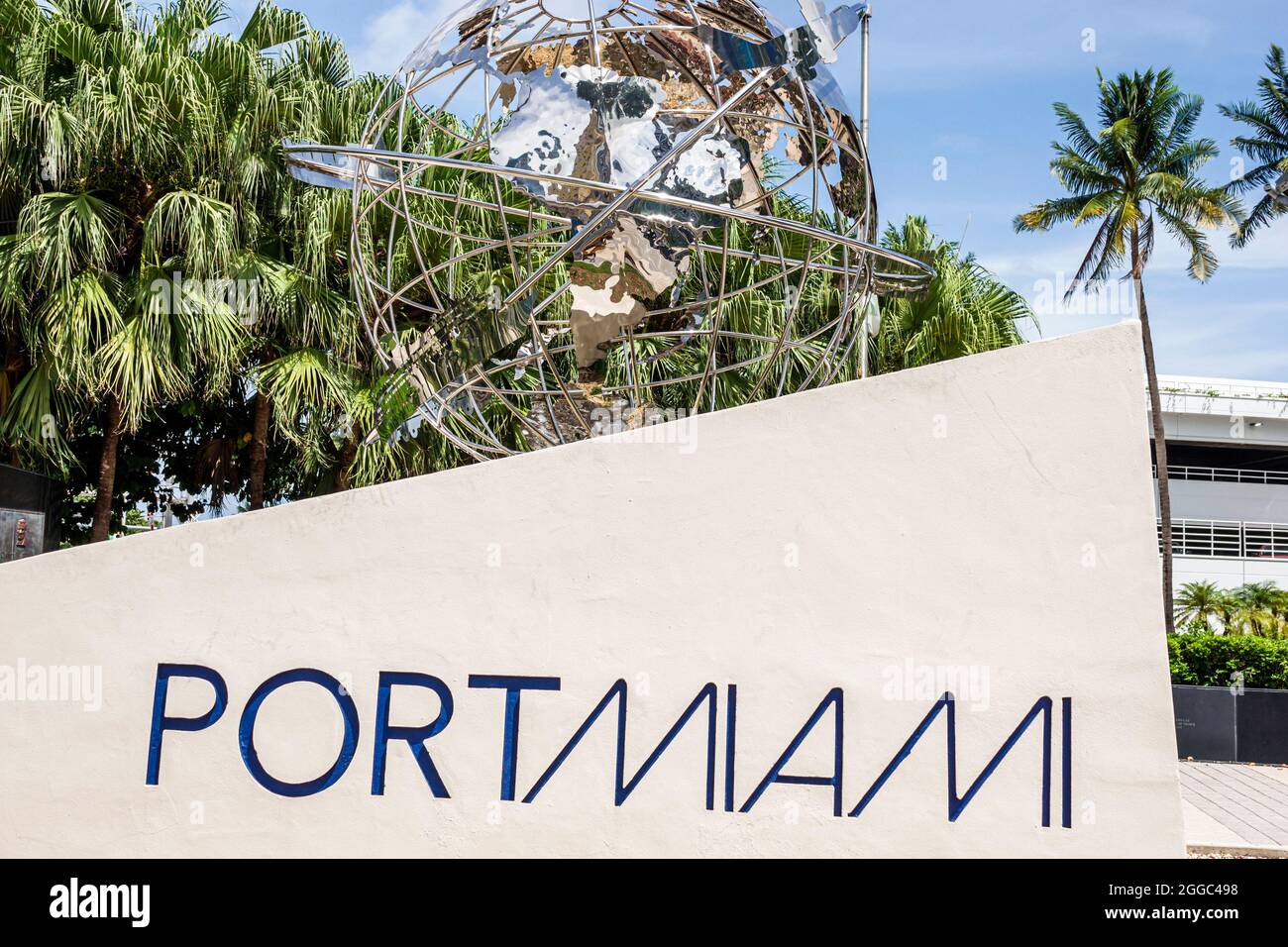 Miami Florida Port Miami entrance marker sign Stock Photo - Alamy