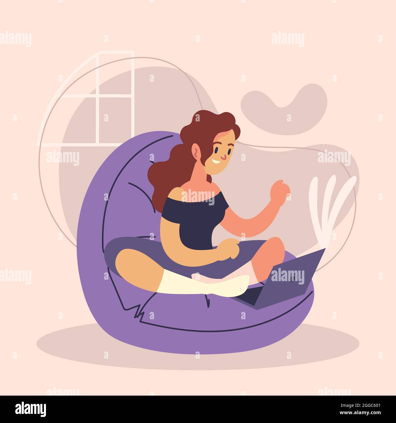 woman with laptop sitting Stock Vector Image & Art - Alamy