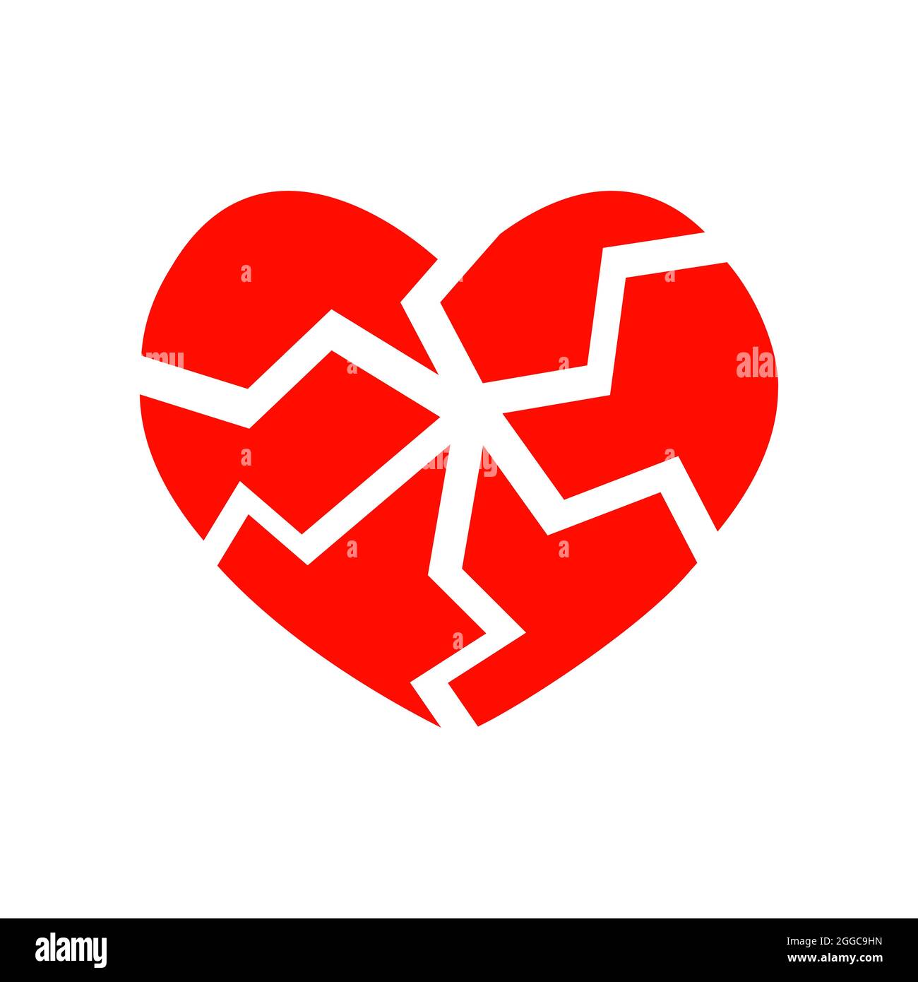 Red cracked heart icon isolated on white background. Symbol of ...