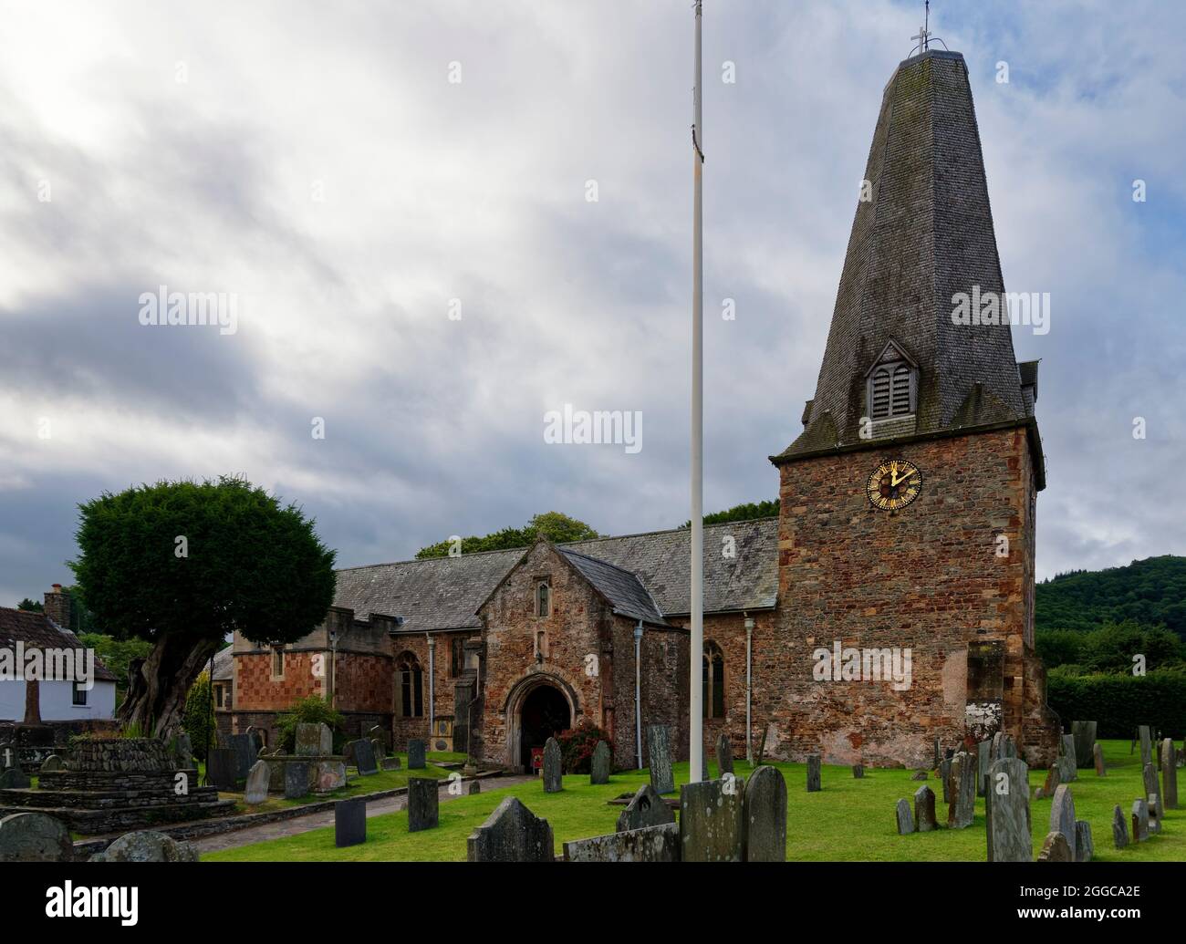 St Dubricius Church, Porlock, Somerset, UK. Grade I listed 13th century church Stock Photo