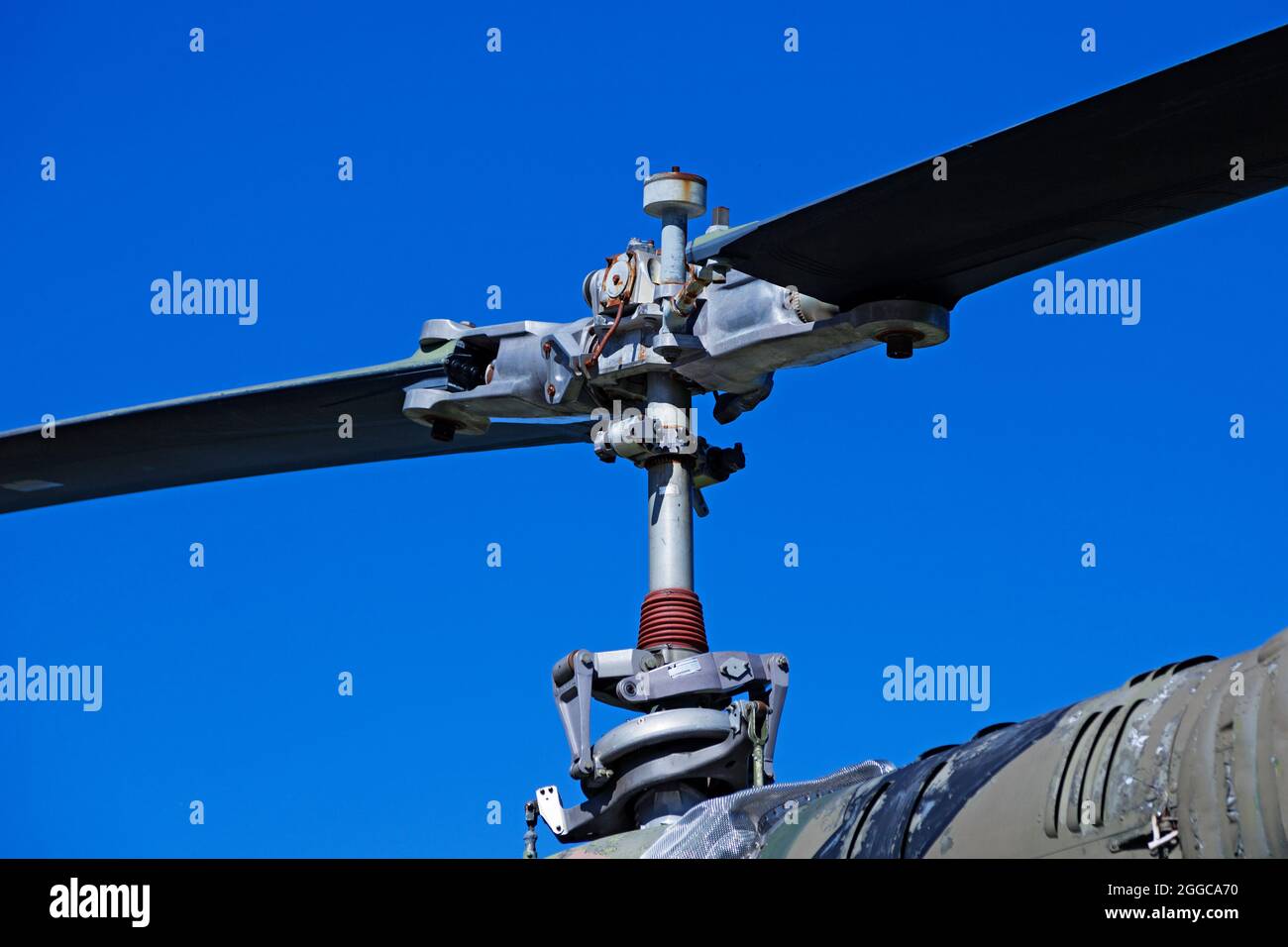 rotor blade and part of engine for a military helicopter Stock Photo