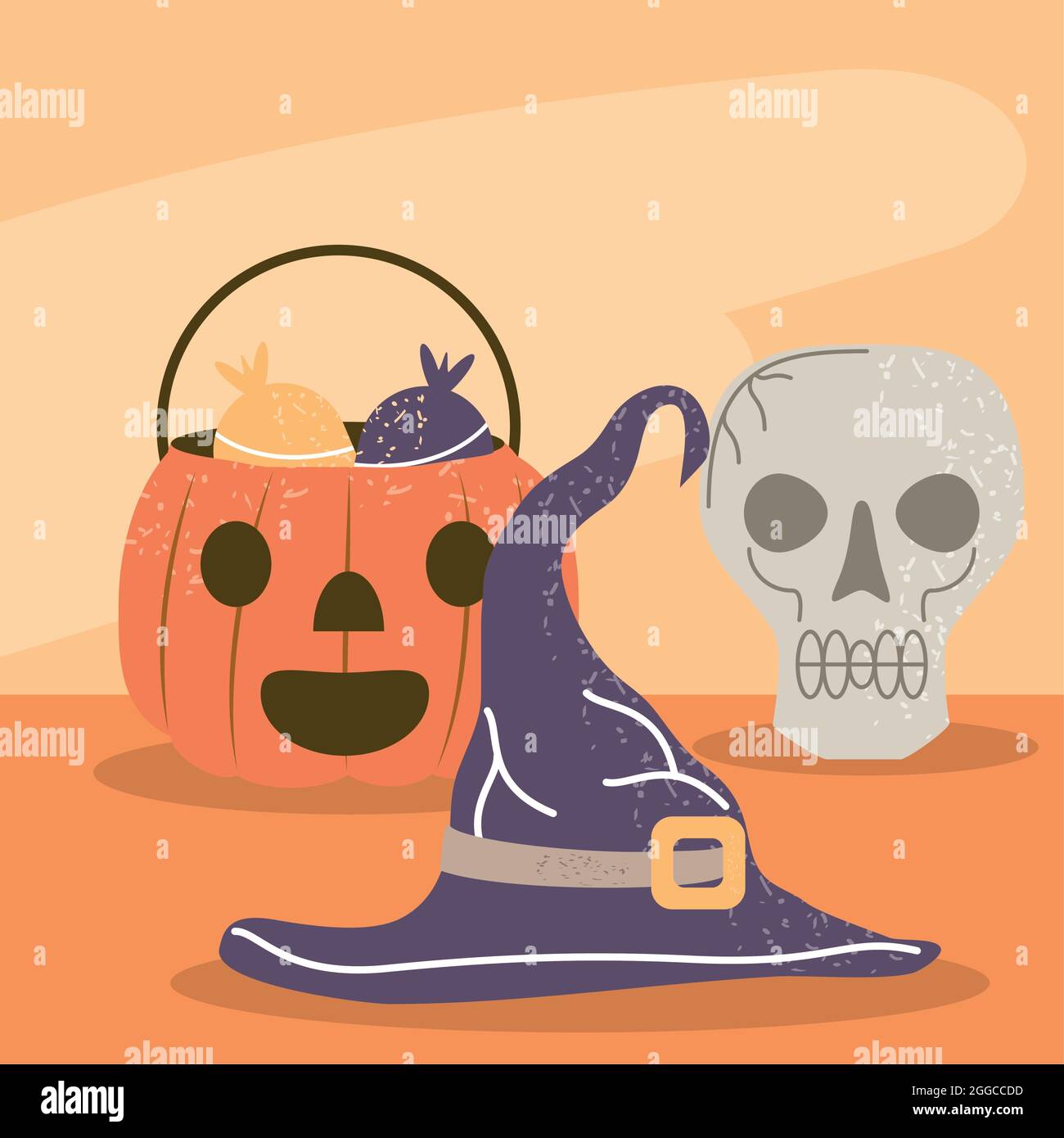 halloween skull pumpkin Stock Vector