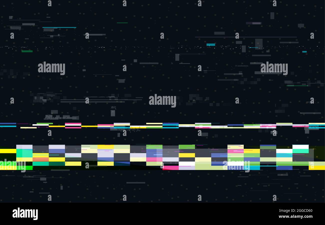 Glitch background. Video signal distortion. Digital noise effect with