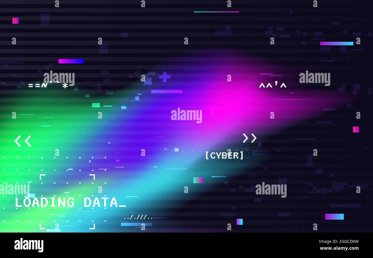 Glitch effect digital color distortion screen
