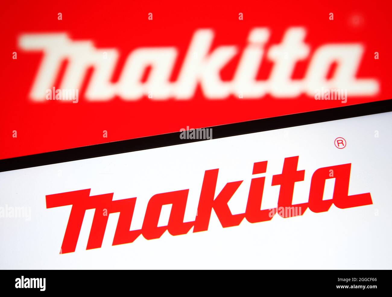Ukraine. 30th Aug, 2021. In this photo illustration a Makita Corporation  logo is seen on a smartphone and a pc screen. (Credit Image: © Pavlo  Gonchar/SOPA Images via ZUMA Press Wire Stock