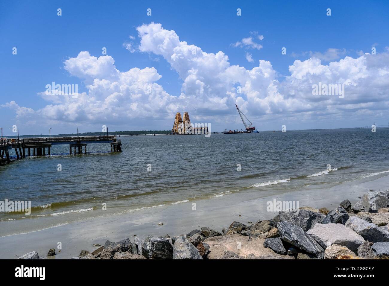 Shipwreck Salvage Operation Stock Photo