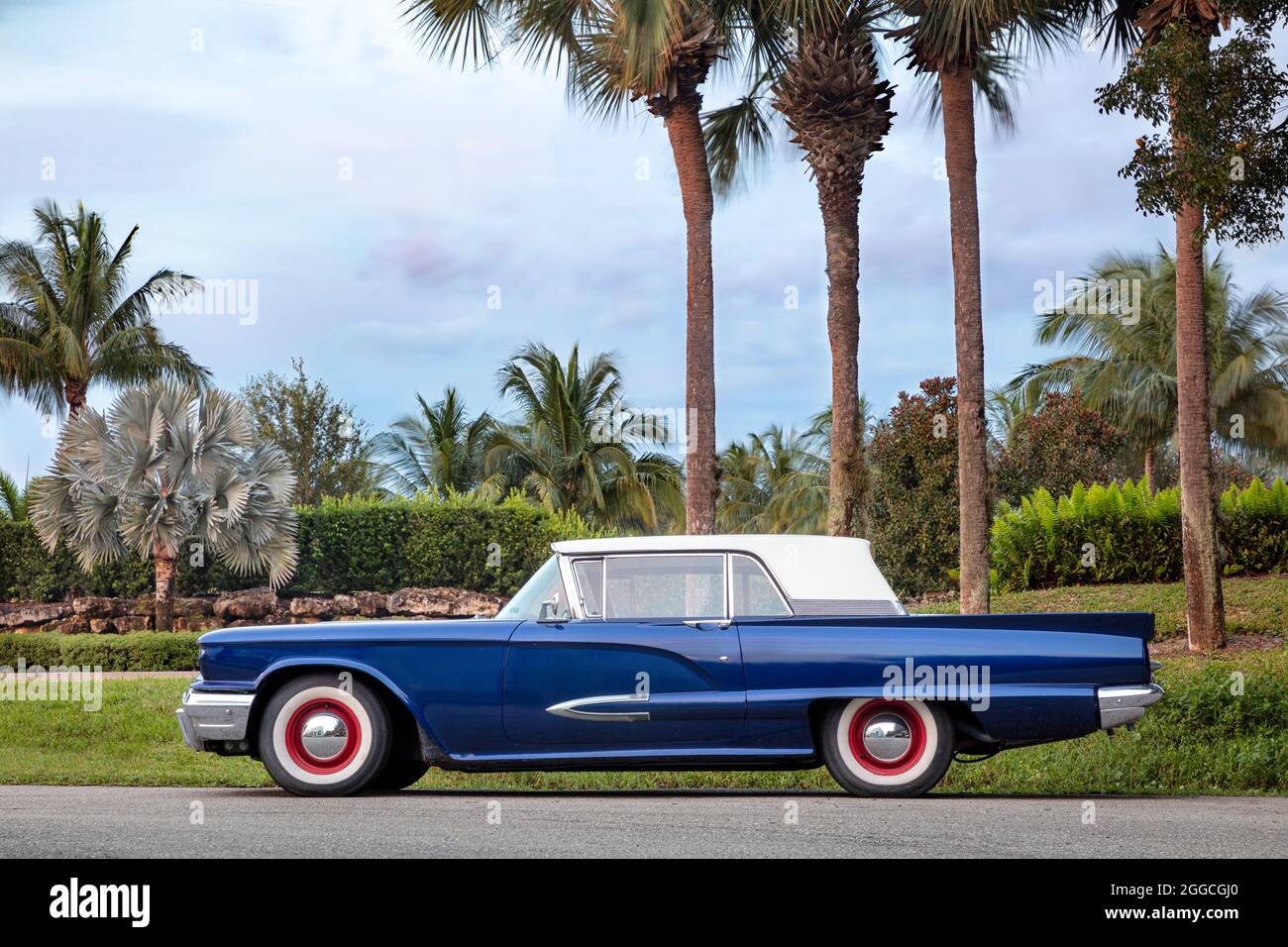Dark blue 1959 Ford Thunderbird parked in Bonita Springs, Florida, USA Stock Photo