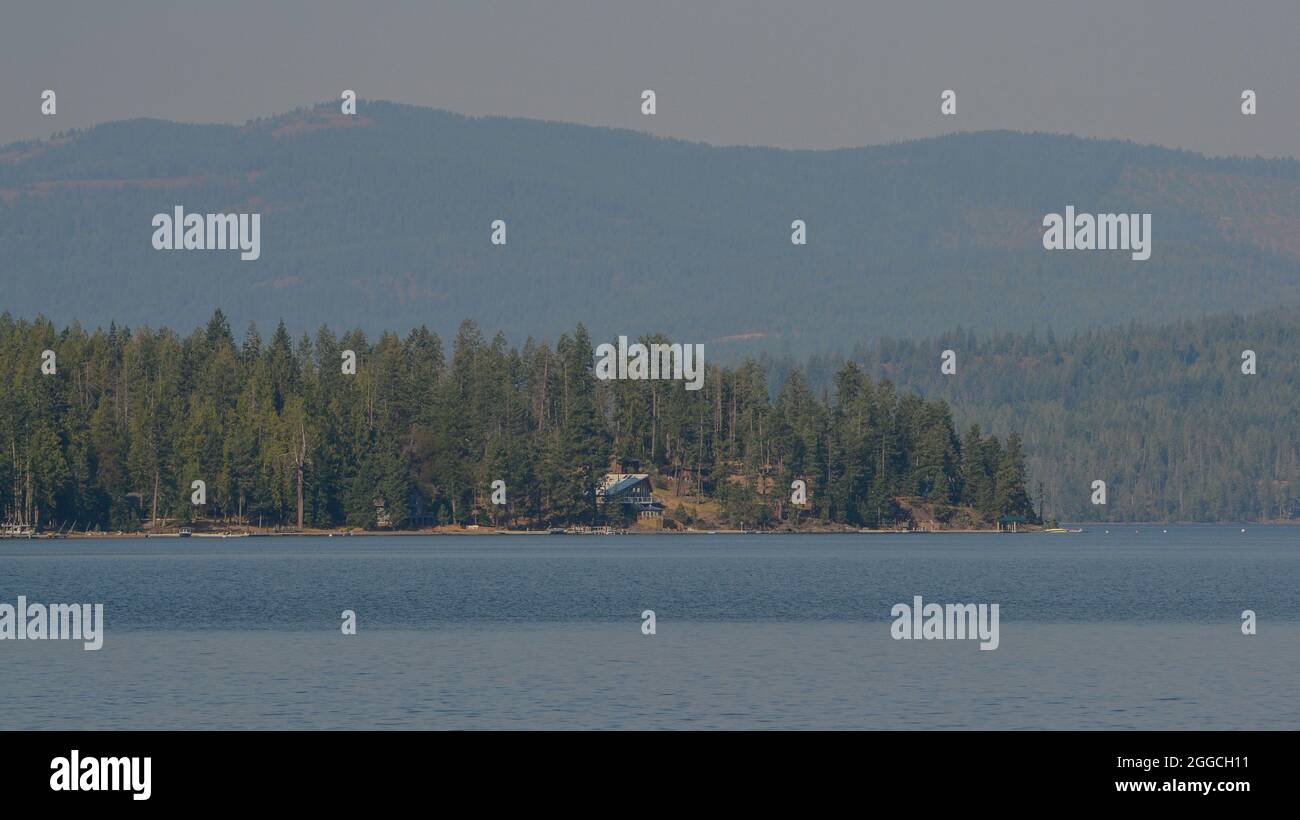 The Beautiful view of Lake Pend Oreille in the northern Rocky Mountains