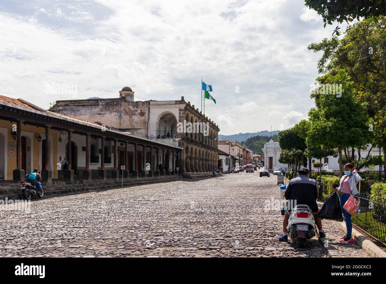 Cobblestone streets of  antigua guatemala Stock Photo