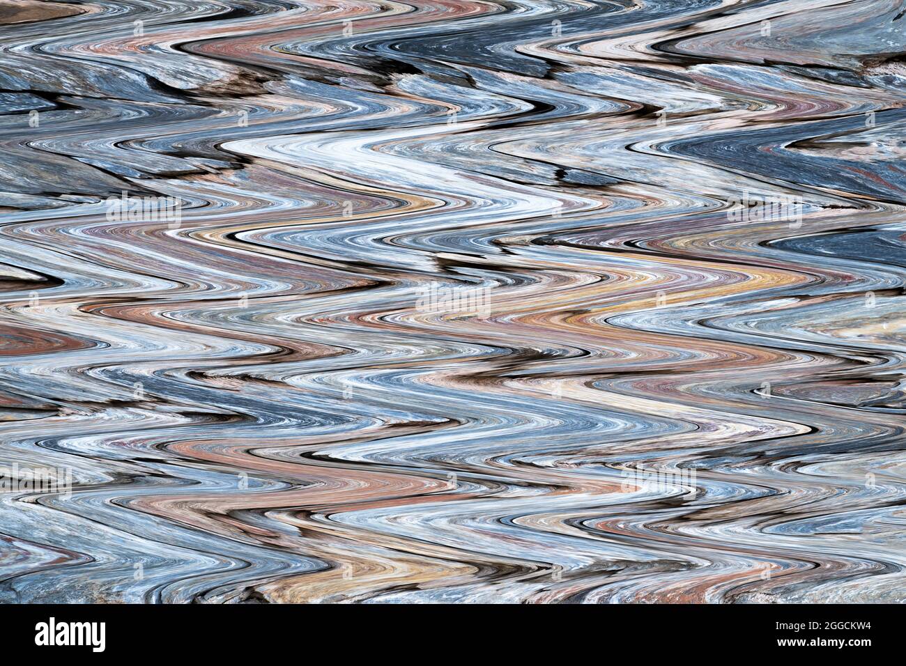 Abstract background of multi-colored horizontal zigzags. Top view. Stock Photo