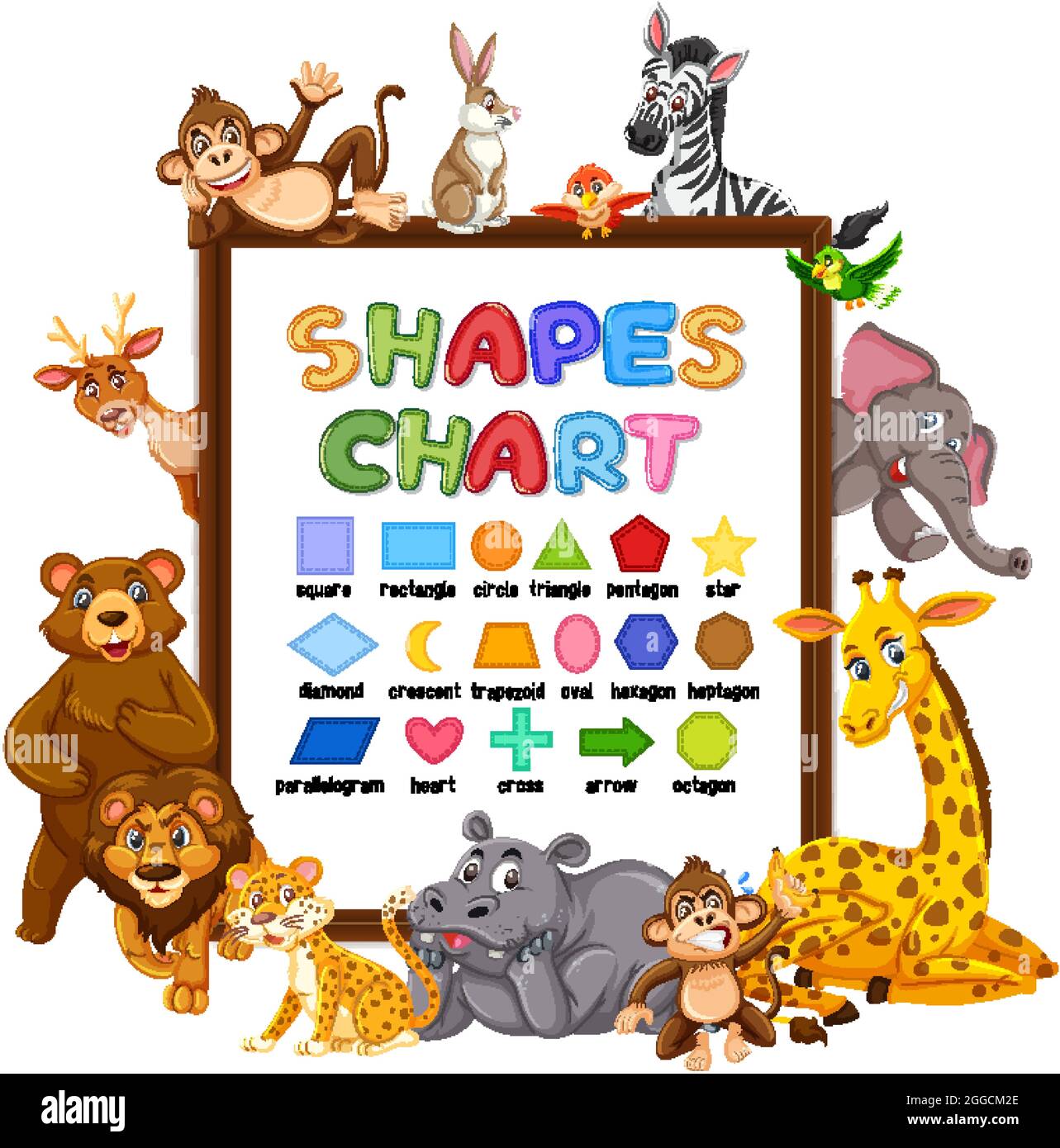 Shapes chart board with wild animals illustration Stock Vector Image & Art  - Alamy