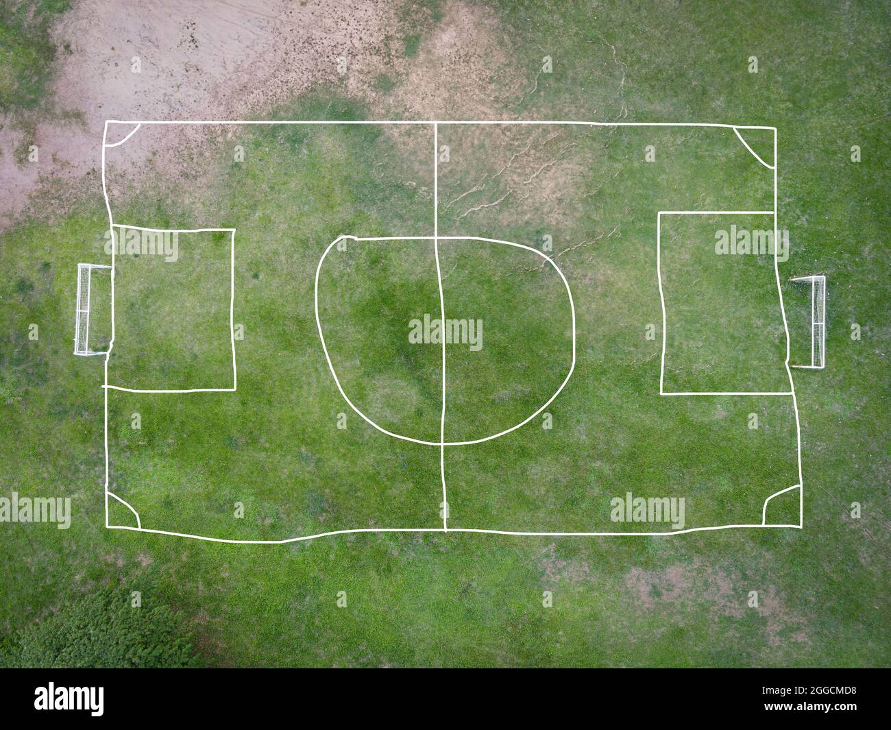 Aerial view field nature green soccer field background, top view football field from above in